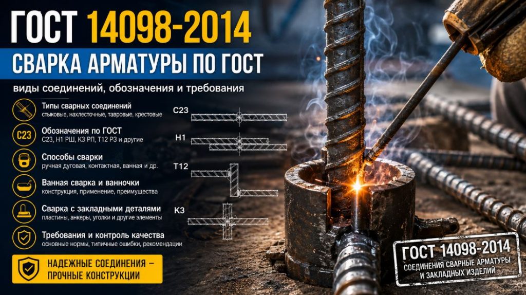 ГОСТ 14098-2014 сварка арматуры по ГОСТ — виды соединений, обозначения и требования