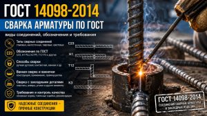 ГОСТ 14098-2014 сварка арматуры по ГОСТ — виды соединений, обозначения и требования