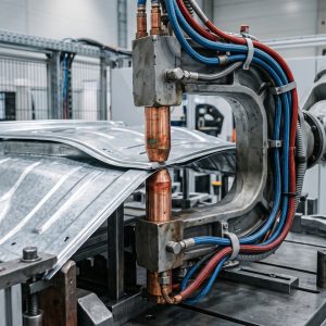 Роботизированные клещи контактной точечной сварки на кузовной детали